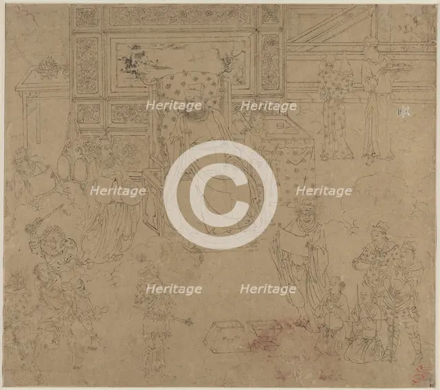 Album of Daoist and Buddhist Themes: Kings of Hells: Leaf 34, 1200s. Creator: Unknown.