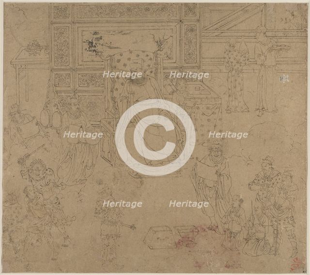 Album of Daoist and Buddhist Themes: Kings of Hells: Leaf 34, 1200s. Creator: Unknown.