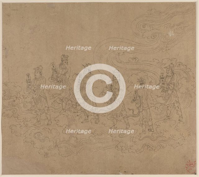 Album of Daoist and Buddhist Themes: Procession of Daoist Deities: Leaf 23, 1200s. Creator: Unknown.