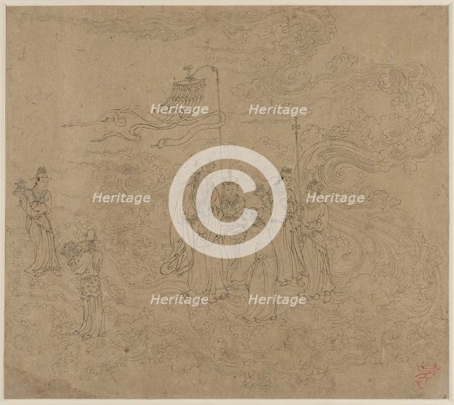 Album of Daoist and Buddhist Themes: Procession of Daoist Deities: Leaf 7, 1200s. Creator: Unknown.