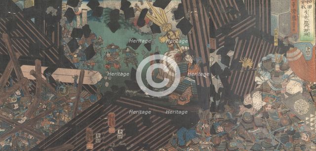 Album of Fifteen Triptychs of Famous Battlescenes, 19th century. Creator: Utagawa Kuniyoshi.