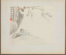 Album of Landscape Paintings Illustrating Old Poems: A Man Reclines..., 1700s. Creator: Hua Yan (Chinese, 1682-about 1765)