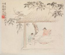 Album of Landscape Paintings Illustrating Old Poems: A Man Sits at a Table..., 1700s. Creator: Hua Yan (Chinese, 1682-about 1765)