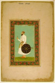 Album Page with a Portrait of Namdar Khan (SideA) and Calligraphic Specimens (SideB), late 17th... Creator: Unknown