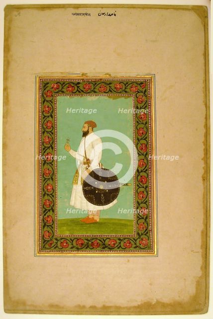 Album Page with a Portrait of Namdar Khan (SideA) and Calligraphic Specimens (SideB), late 17th... Creator: Unknown.