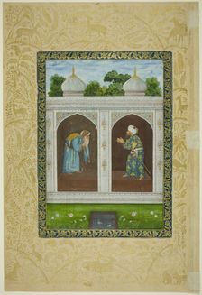 Album Page with Two Sheikhs, Safavid dynasty and Mughal empire, 16th/17th century. Creator: Unknown