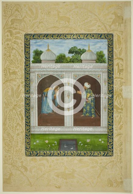Album Page with Two Sheikhs, Safavid dynasty and Mughal empire, 16th/17th century. Creator: Unknown.