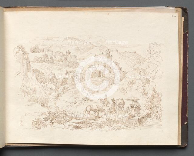 Album with Views of Rome and Surroundings, Landscape Studies, page 43a: Roman Landscape. Creator: Franz Johann Heinrich Nadorp (German, 1794-1876).