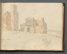 Album with Views of Rome and Surroundings, Landscape Studies, page 41a: "St. Pietro, Toscanella". Creator: Franz Johann Heinrich Nadorp (German, 1794-1876)
