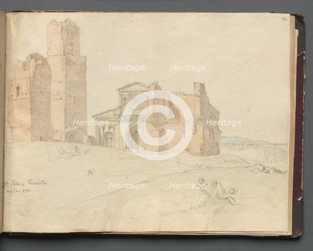 Album with Views of Rome and Surroundings, Landscape Studies, page 41a: "St. Pietro, Toscanella". Creator: Franz Johann Heinrich Nadorp (German, 1794-1876).