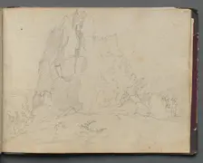 Album with Views of Rome and Surroundings, Landscape Studies, page 45a: Rocky Landscape. Creator: Franz Johann Heinrich Nadorp (German, 1794-1876)
