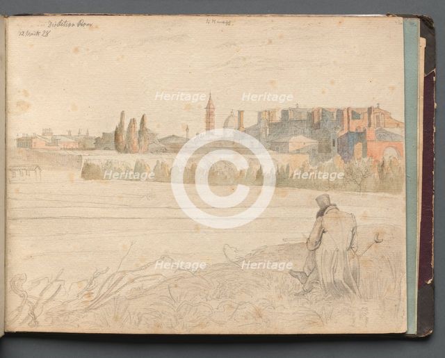 Album with Views of Rome and Surroundings, Landscape Studies, page 48a: Roman Panoramic View. Creator: Franz Johann Heinrich Nadorp (German, 1794-1876).