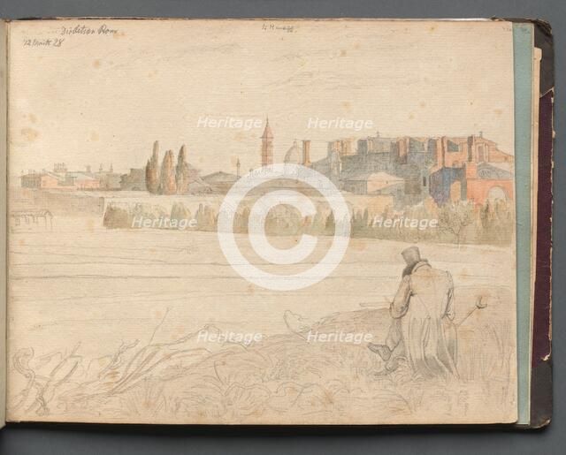 Album with Views of Rome and Surroundings, Landscape Studies, page 48a: Roman Panoramic View. Creator: Franz Johann Heinrich Nadorp (German, 1794-1876).