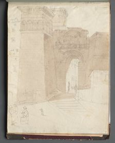 Album with Views of Rome and Surroundings, Landscape Studies, page 50a: Roman Architectural View. Creator: Franz Johann Heinrich Nadorp (German, 1794-1876)