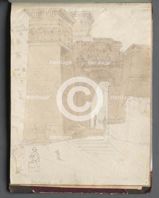 Album with Views of Rome and Surroundings, Landscape Studies, page 50a: Roman Architectural View. Creator: Franz Johann Heinrich Nadorp (German, 1794-1876).