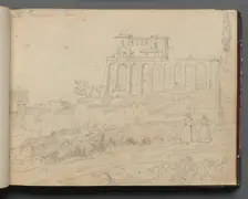 Album with Views of Rome and Surroundings, Landscape Studies, page 07a: "Villla Barberini in Rome". Creator: Franz Johann Heinrich Nadorp (German, 1794-1876)
