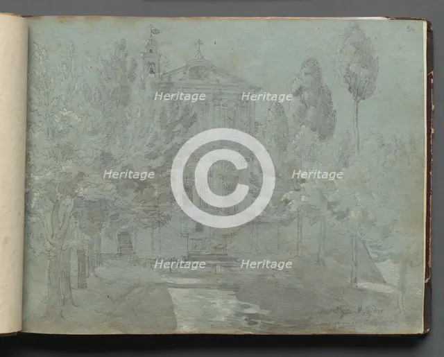 Album with Views of Rome and Surroundings, Landscape Studies, page 05a: "Saint Isidoro". Creator: Franz Johann Heinrich Nadorp (German, 1794-1876).