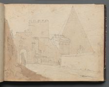 Album with Views of Rome and Surroundings, Landscape Studies, page 08a: "Porta St. Paolo". Creator: Franz Johann Heinrich Nadorp (German, 1794-1876)