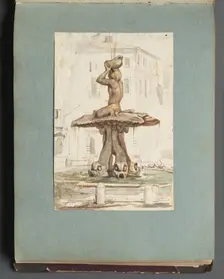 Album with Views of Rome and Surroundings, Landscape Studies, page 17a: Roman Fountian. Creator: Franz Johann Heinrich Nadorp (German, 1794-1876)