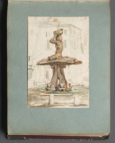 Album with Views of Rome and Surroundings, Landscape Studies, page 17a: Roman Fountian. Creator: Franz Johann Heinrich Nadorp (German, 1794-1876)