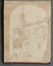 Album with Views of Rome and Surroundings, Landscape Studies, page 18a: Saint John Lateran, Rome. Creator: Franz Johann Heinrich Nadorp (German, 1794-1876)