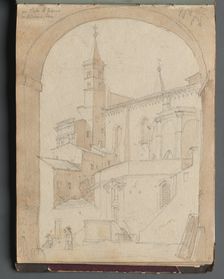 Album with Views of Rome and Surroundings, Landscape Studies, page 18a: Saint John Lateran, Rome. Creator: Franz Johann Heinrich Nadorp (German, 1794-1876)