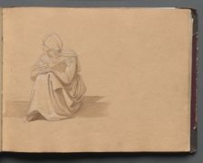 Album with Views of Rome and Surroundings, Landscape Studies, page 19a: Seated Female Figure. Creator: Franz Johann Heinrich Nadorp (German, 1794-1876)