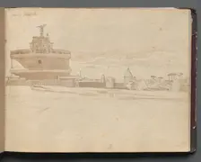 Album with Views of Rome and Surroundings, Landscape Studies, page 23a: Castle Saint Angelo, Rome. Creator: Franz Johann Heinrich Nadorp (German, 1794-1876)