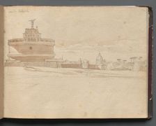 Album with Views of Rome and Surroundings, Landscape Studies, page 23a: Castle Saint Angelo, Rome. Creator: Franz Johann Heinrich Nadorp (German, 1794-1876)