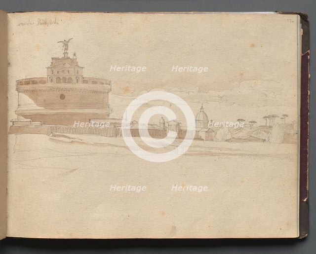 Album with Views of Rome and Surroundings, Landscape Studies, page 23a: Castle Saint Angelo, Rome. Creator: Franz Johann Heinrich Nadorp (German, 1794-1876).