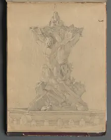 Album with Views of Rome and Surroundings, Landscape Studies, page 21a: Roman Fountian. Creator: Franz Johann Heinrich Nadorp (German, 1794-1876)