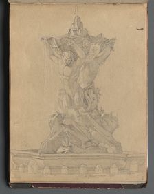 Album with Views of Rome and Surroundings, Landscape Studies, page 21a: Roman Fountian. Creator: Franz Johann Heinrich Nadorp (German, 1794-1876)
