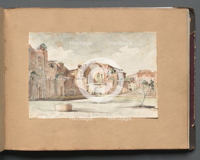 Album with Views of Rome and Surroundings, Landscape Studies, page 22a: "Terme di Diocleziano, Rome" Creator: Franz Johann Heinrich Nadorp (German, 1794-1876).