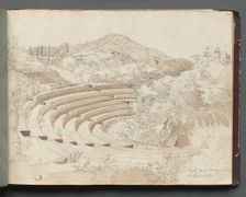 Album with Views of Rome and Surroundings, Landscape Studies, page 25a: Amphitheater, Tusculum. Creator: Franz Johann Heinrich Nadorp (German, 1794-1876)