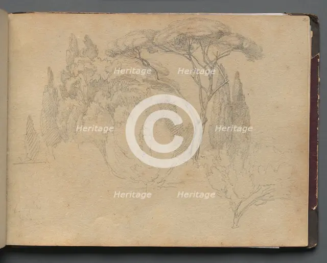 Album with Views of Rome and Surroundings, Landscape Studies, page 29a: Landscape Study. Creator: Franz Johann Heinrich Nadorp (German, 1794-1876).