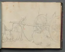 Album with Views of Rome and Surroundings, Landscape Studies, page 37a: Oxen and Wagon. Creator: Franz Johann Heinrich Nadorp (German, 1794-1876)