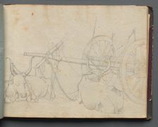 Album with Views of Rome and Surroundings, Landscape Studies, page 37a: Oxen and Wagon. Creator: Franz Johann Heinrich Nadorp (German, 1794-1876)