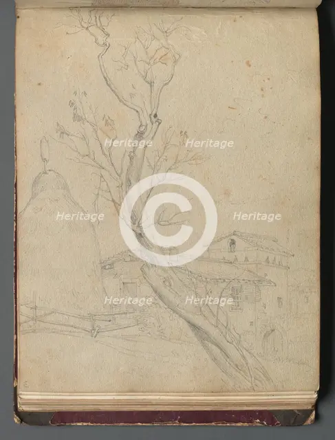 Album with Views of Rome and Surroundings, Landscape Studies, page 37b: Roman Landscape. Creator: Franz Johann Heinrich Nadorp (German, 1794-1876).
