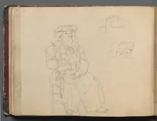 Album with Views of Rome and Surroundings, Landscape Studies, page 38b: Figure Study. Creator: Franz Johann Heinrich Nadorp (German, 1794-1876)