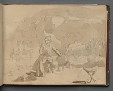 Album with Views of Rome and Surroundings, Landscape Studies, page 39a: Figure in a Landscape. Creator: Franz Johann Heinrich Nadorp (German, 1794-1876)