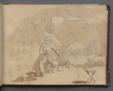 Album with Views of Rome and Surroundings, Landscape Studies, page 39a: Figure in a Landscape. Creator: Franz Johann Heinrich Nadorp (German, 1794-1876)