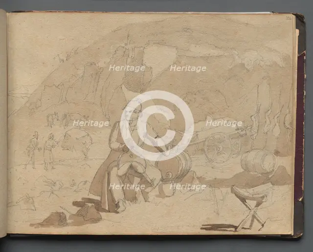 Album with Views of Rome and Surroundings, Landscape Studies, page 39a: Figure in a Landscape. Creator: Franz Johann Heinrich Nadorp (German, 1794-1876).