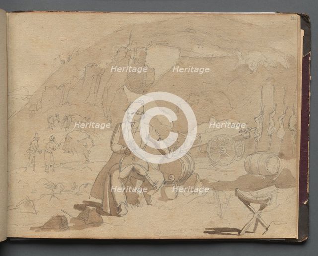 Album with Views of Rome and Surroundings, Landscape Studies, page 39a: Figure in a Landscape. Creator: Franz Johann Heinrich Nadorp (German, 1794-1876).