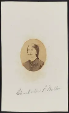 Albumen portrait of Charlotte S. Poulton mounted on paper, ca. 1865. Creator: Unknown