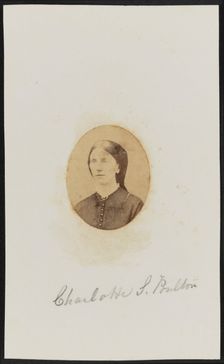 Albumen portrait of Charlotte S. Poulton mounted on paper, ca. 1865. Creator: Unknown