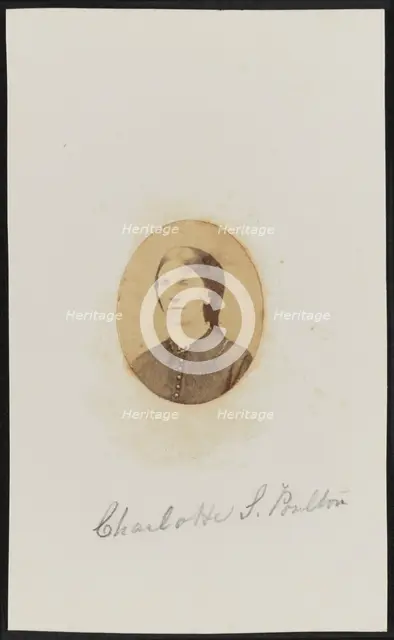 Albumen portrait of Charlotte S. Poulton mounted on paper, ca. 1865. Creator: Unknown.