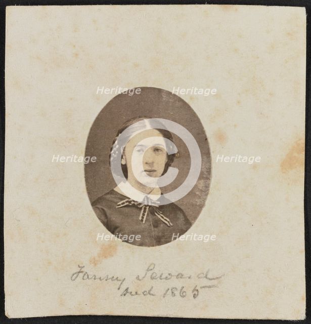 Albumen portrait of Fanny Seward mounted on paper, ca. 1860. Creator: Unknown.
