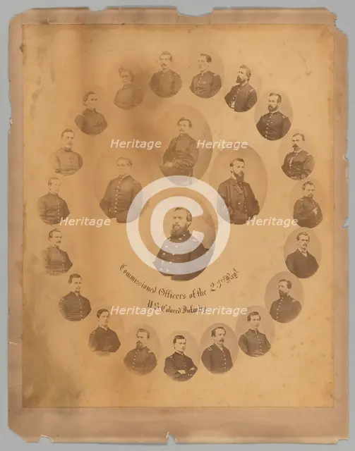 Albumen print of 23rd United States Colored Troops (USCT) Officers, 1863-1865. Creator: Unknown.