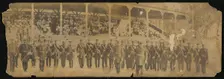 Albumen print of African American Odd Fellows in front of a grandstand, 1890-1930. Creator: Unknown