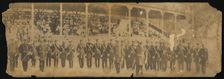 Albumen print of African American Odd Fellows in front of a grandstand, 1890-1930. Creator: Unknown
